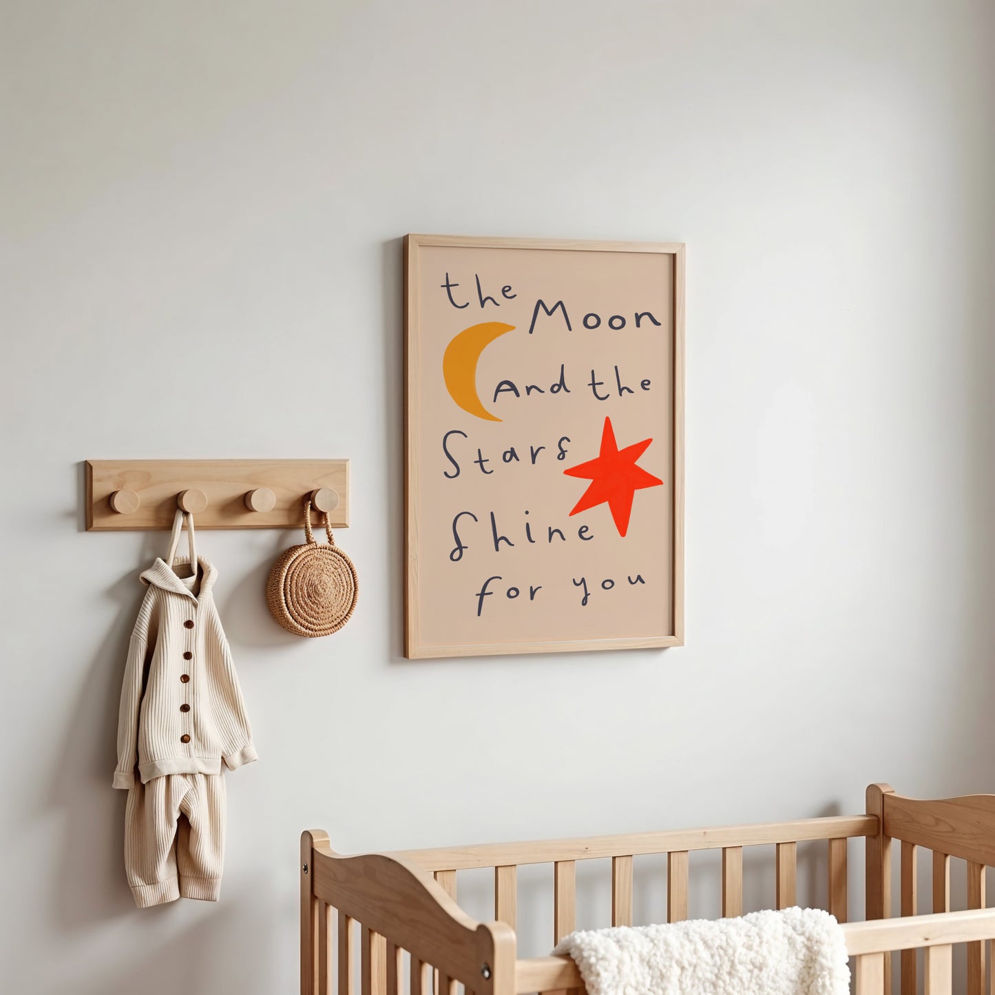 Moon and Stars Shine For You | Nursery Print | UNFRAMED