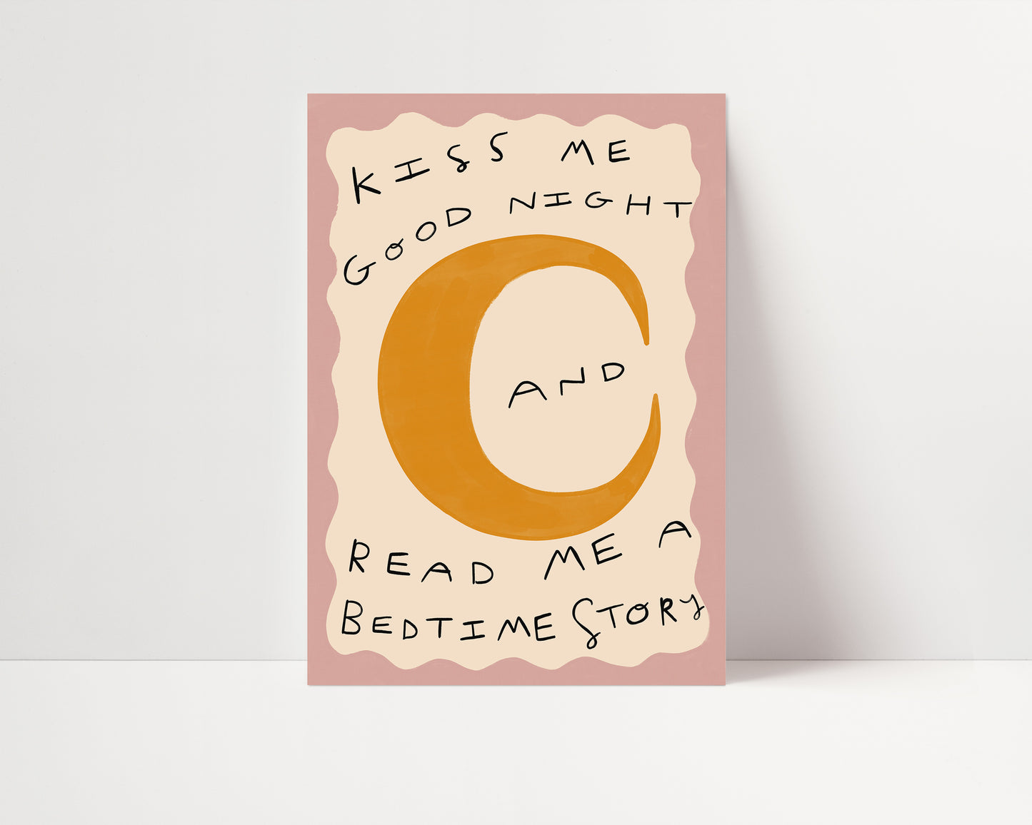 Kiss Me Good Night Bed Time Story Print | Nursery Moon Print | UNFRAMED