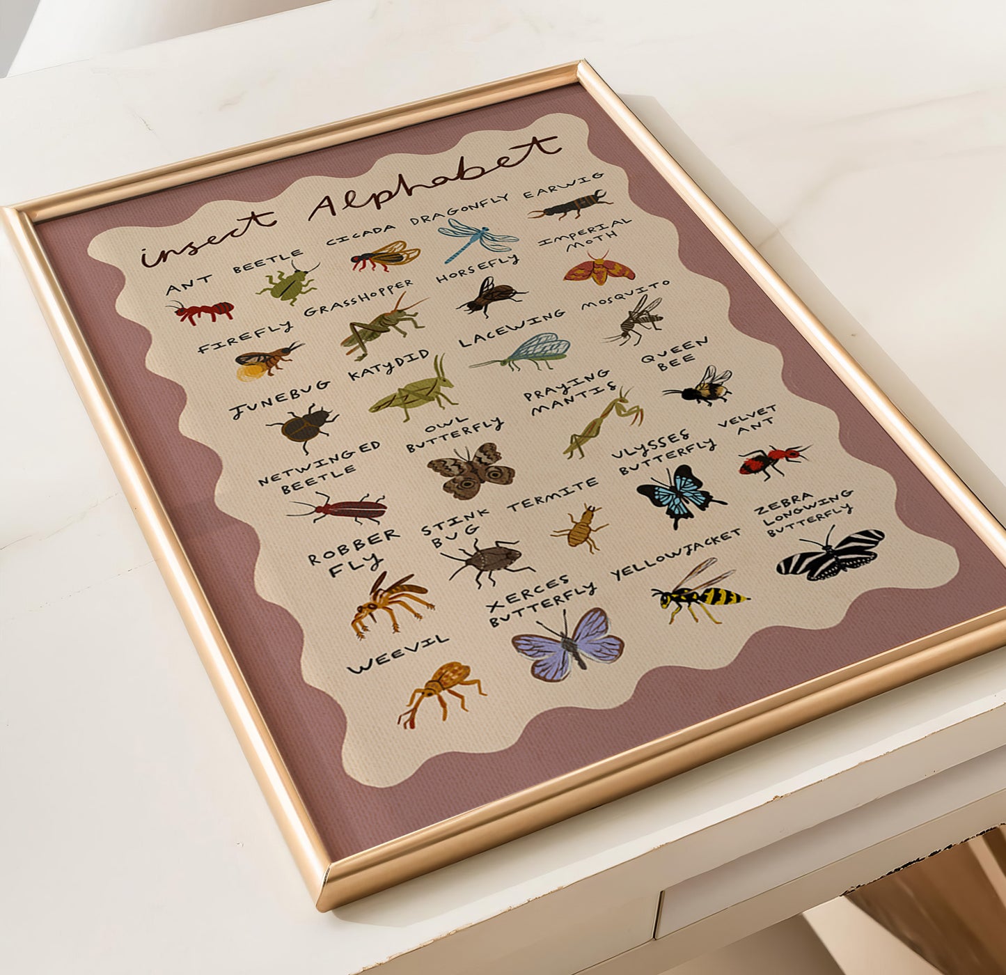 Insect Alphabet | Kid's Print | UNFRAMED