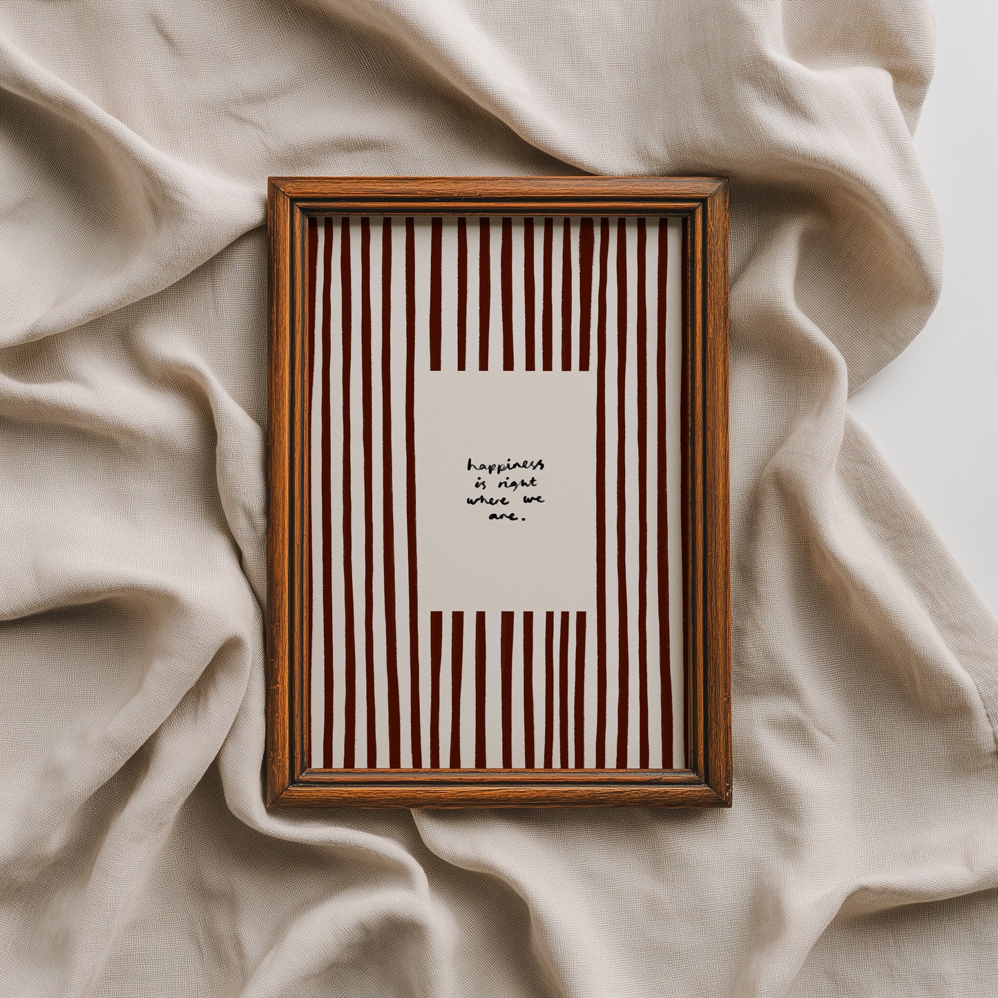 Happiness Is Where We Are | Brown Living Room Print | UNFRAMED