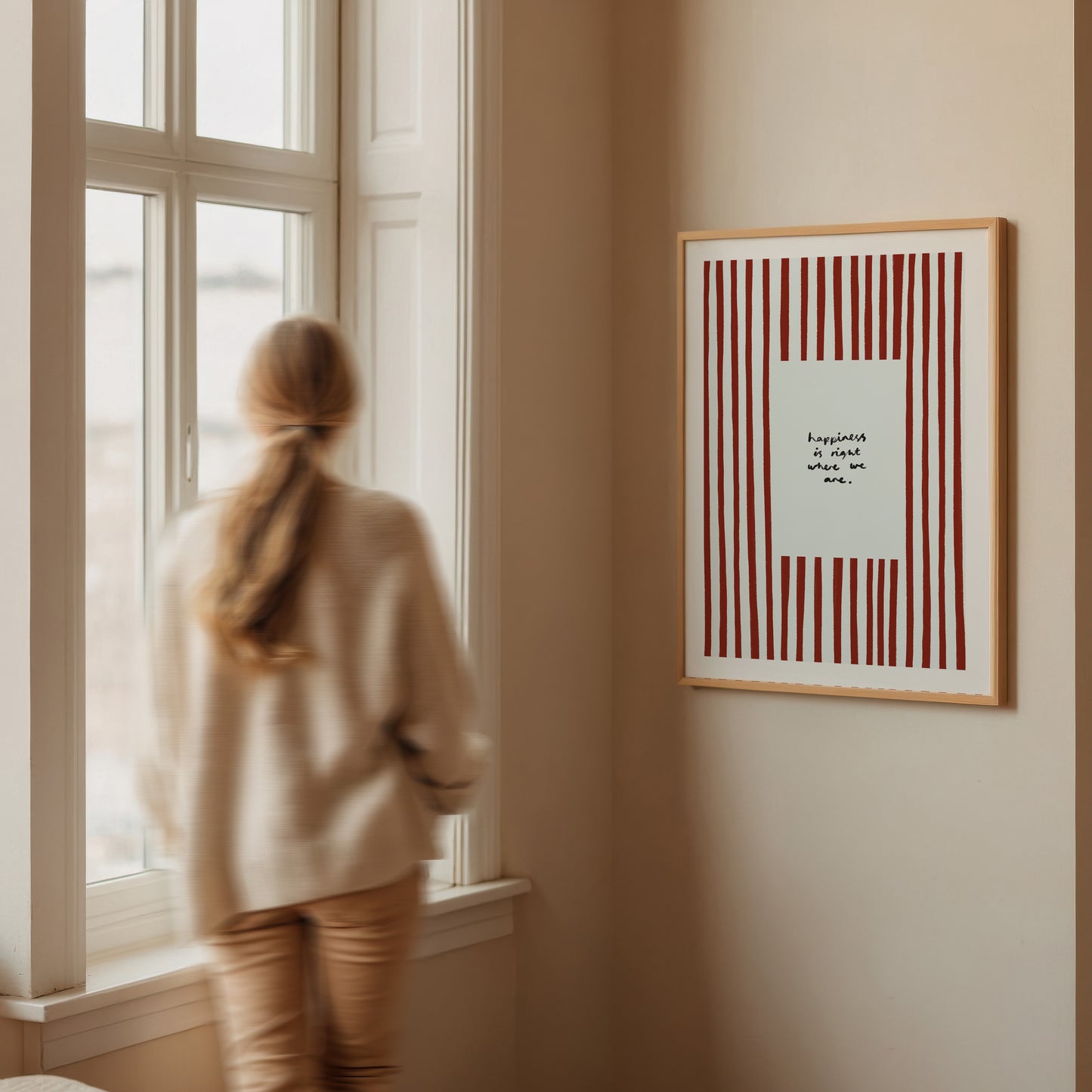 Happiness Is Where We Are | Red Living Room Print | UNFRAMED