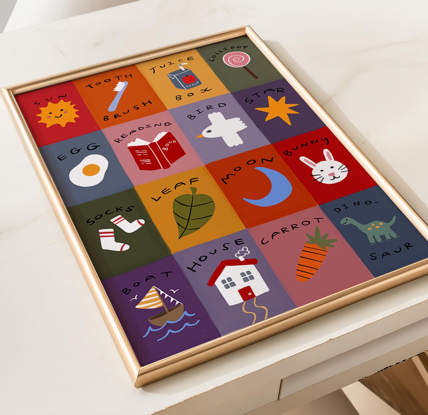 Patchwork First Words | Nursery Print | UNFRAMED