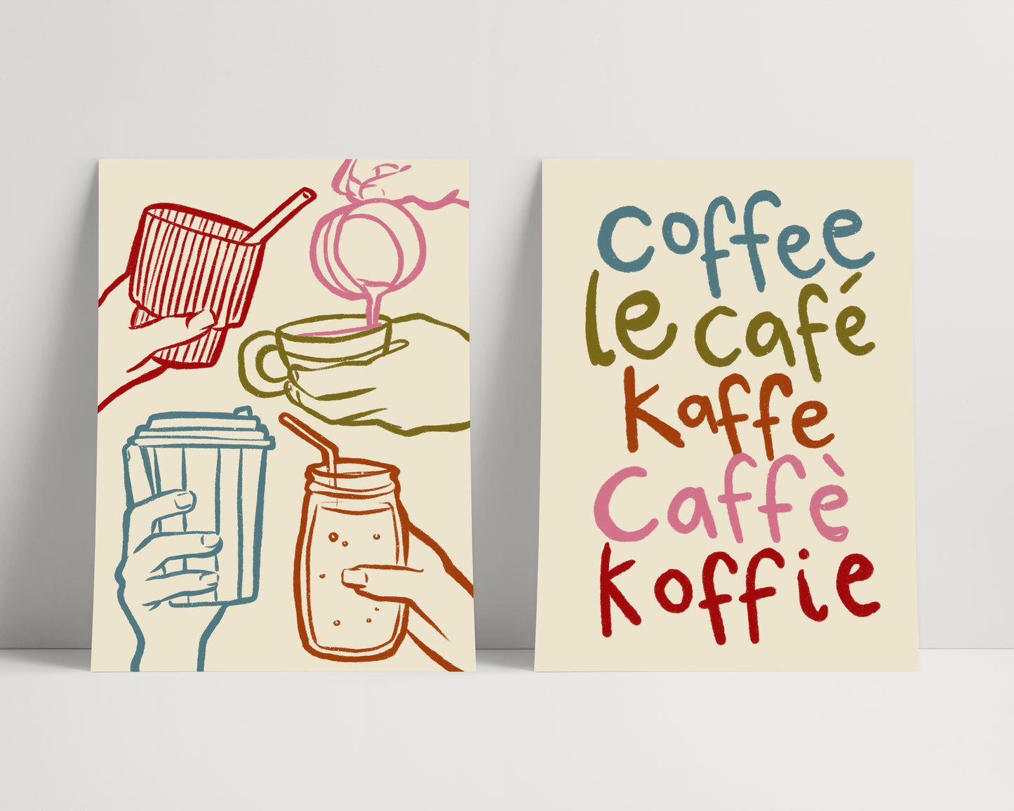 Coffee Cups | Set of 2 Prints | UNFRAMED