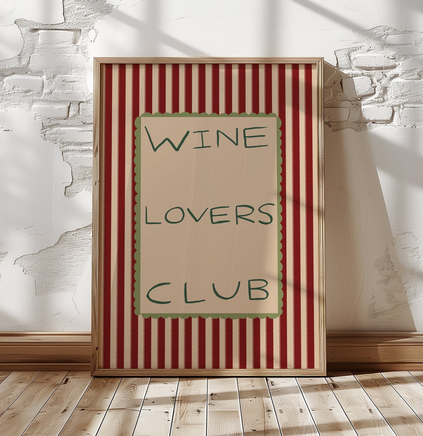Wine Lovers Club | Stripes Print | UNFRAMED