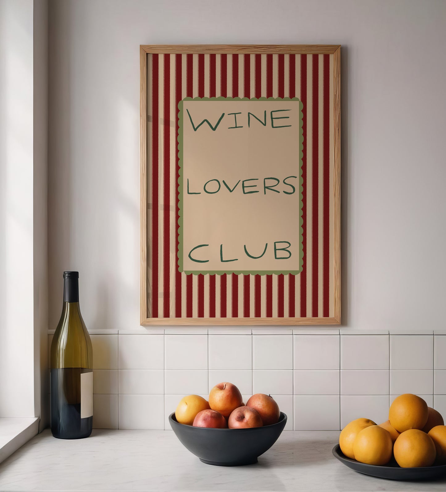 Wine Lovers Club | Stripes Print | UNFRAMED