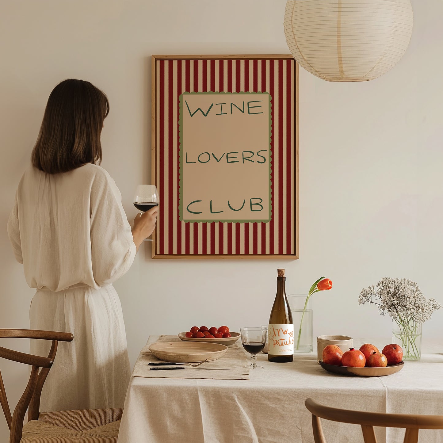 Wine Lovers Club | Stripes Print | UNFRAMED