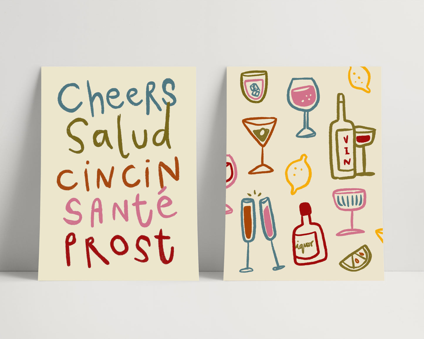 Cheers Glasses | Set of 2 Prints | UNFRAMED