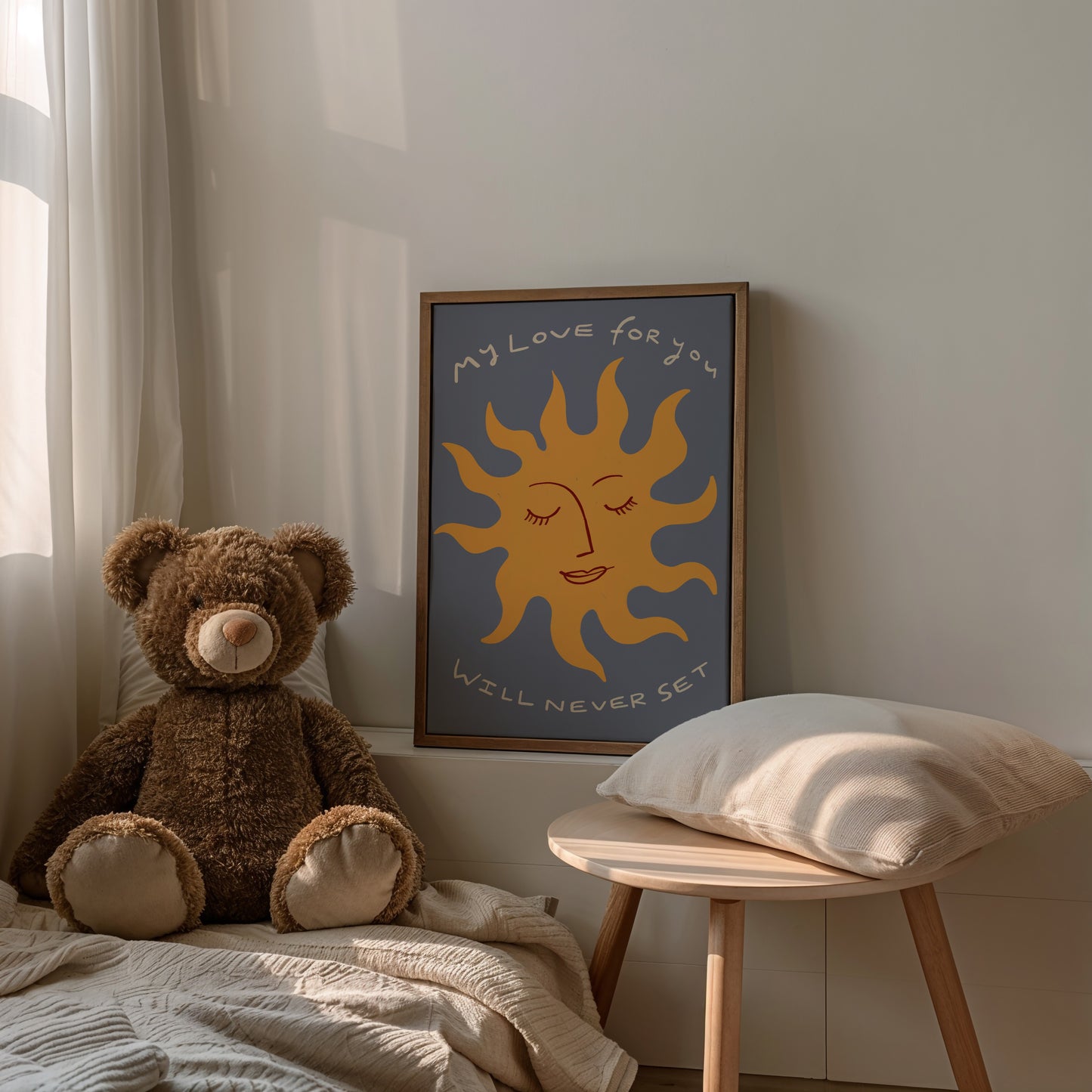 My Love Never Sets | Nursery Print | UNFRAMED