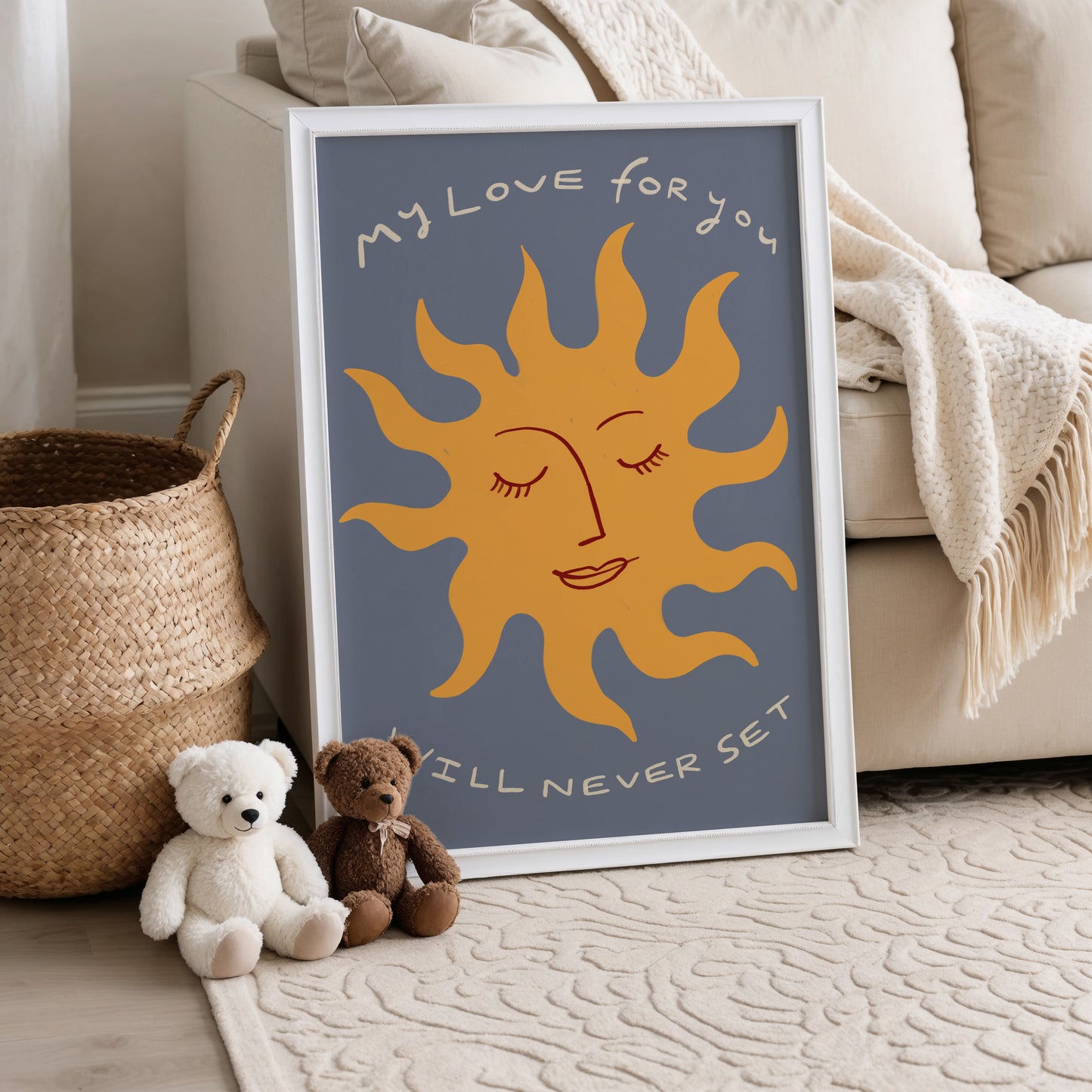 My Love Never Sets | Nursery Print | UNFRAMED