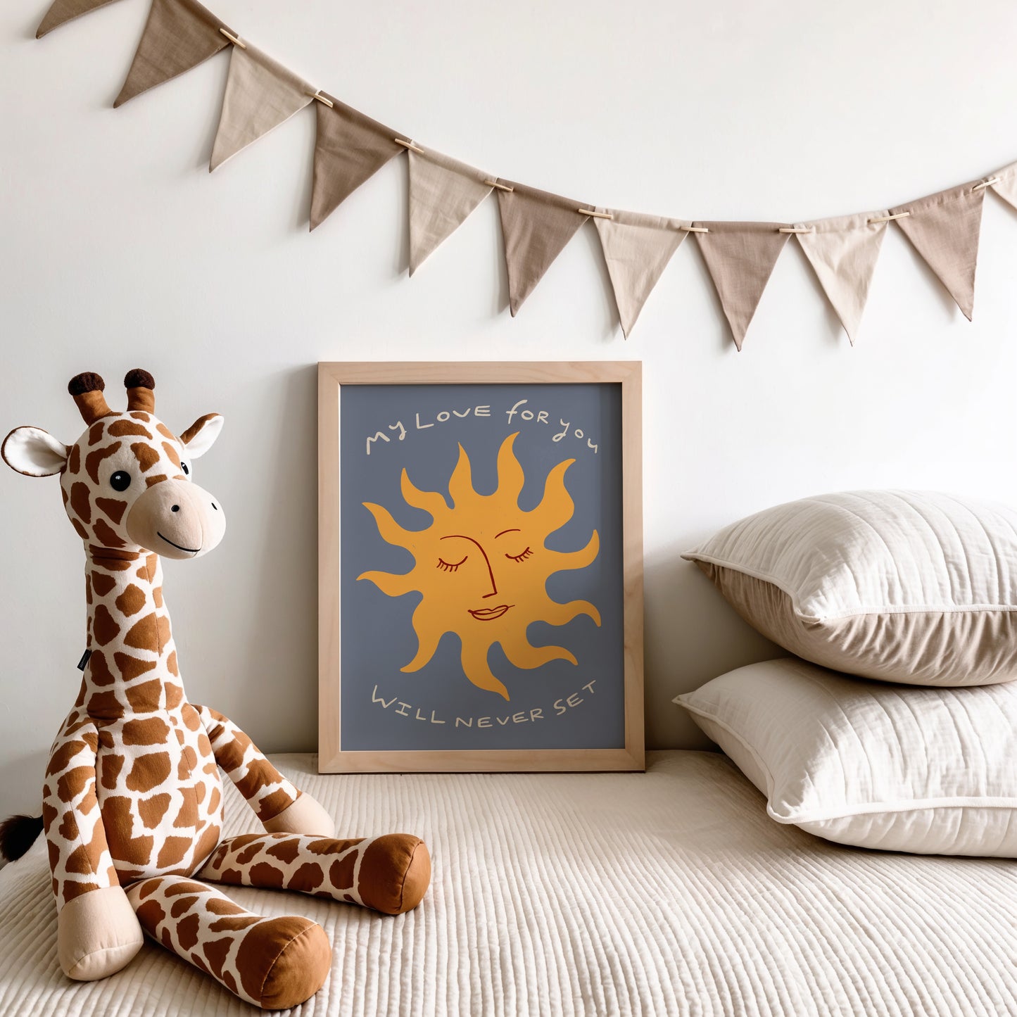My Love Never Sets | Nursery Print | UNFRAMED