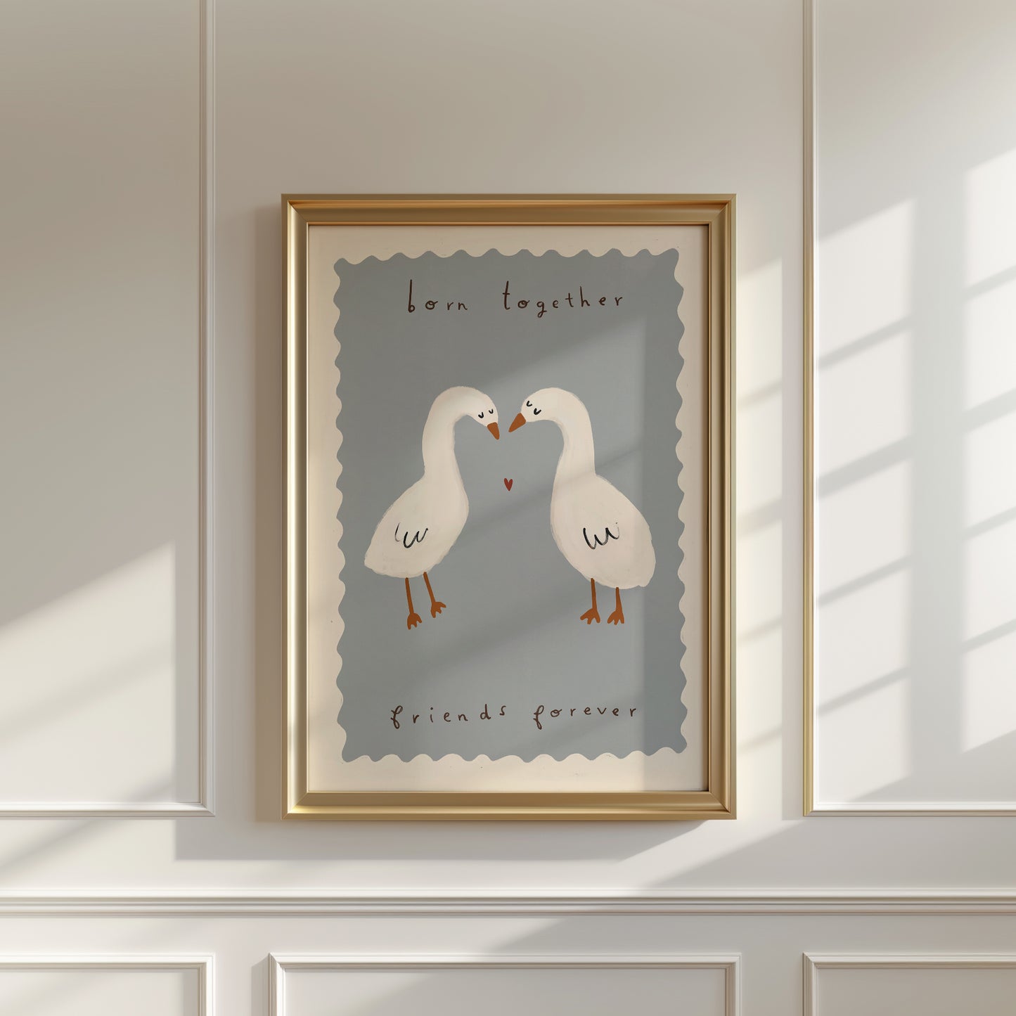 Twin Ducks | Twins Nursery Print | UNFRAMED