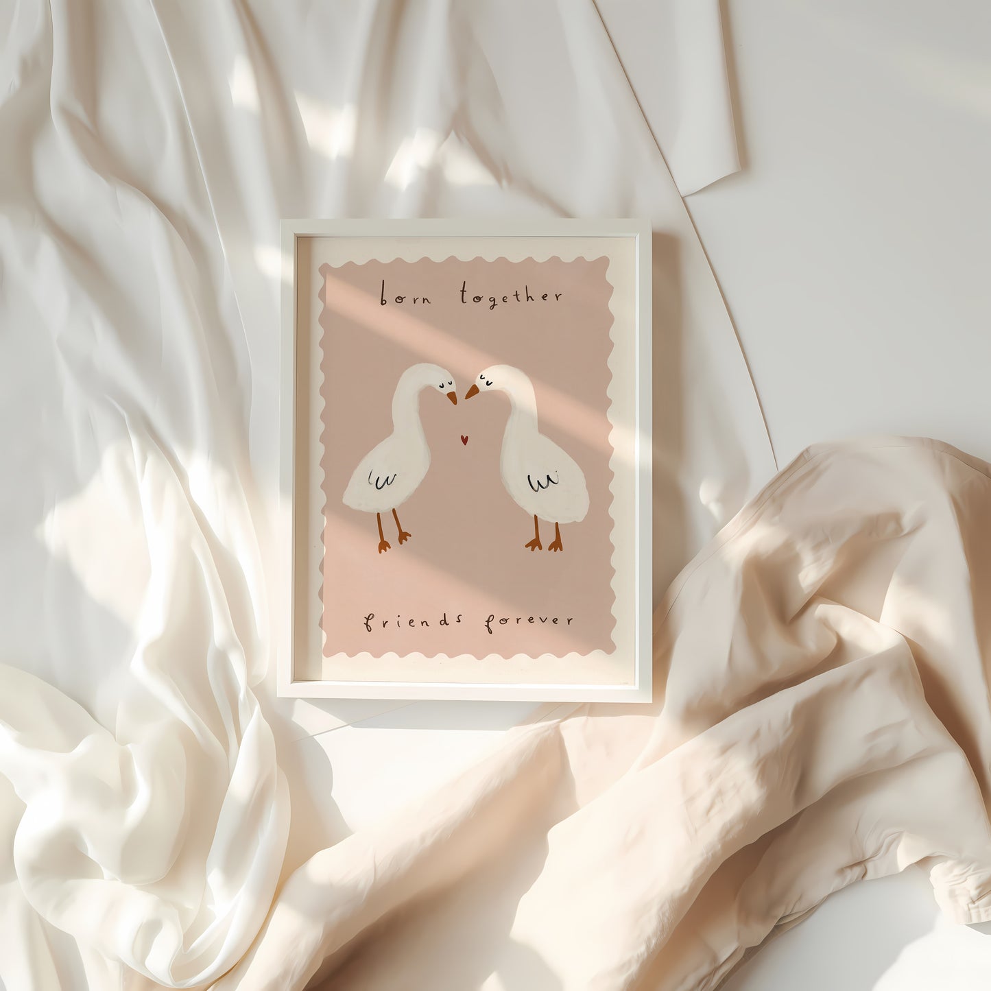 Twin Ducks | Twins Nursery Print | UNFRAMED