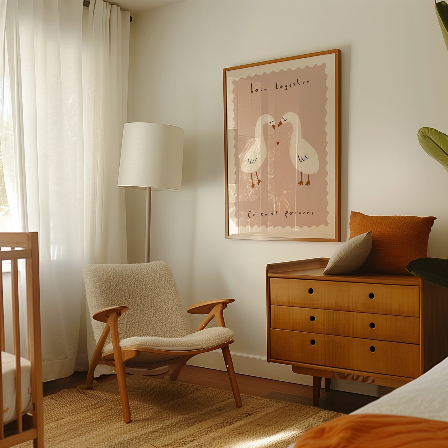 Twin Ducks | Twins Nursery Print | UNFRAMED