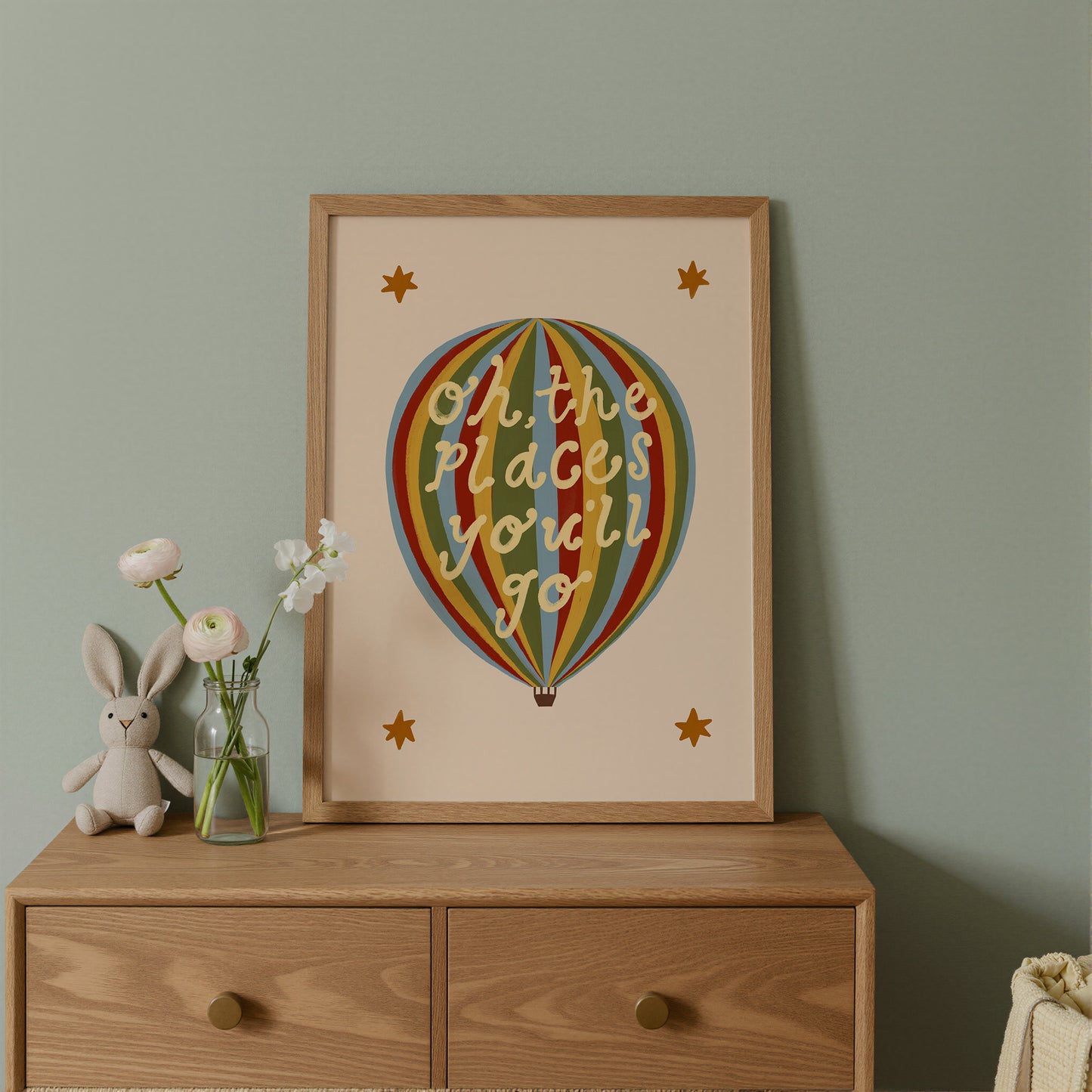 Oh The Places You'll Go | Hot Air Balloon Print | UNFRAMED