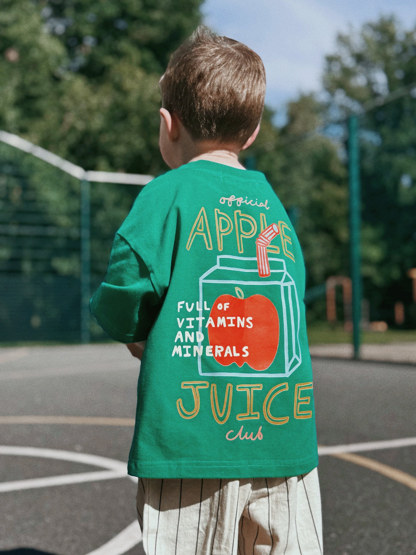 Green Oversized Children's Graphic T-shirt | Apple Juice