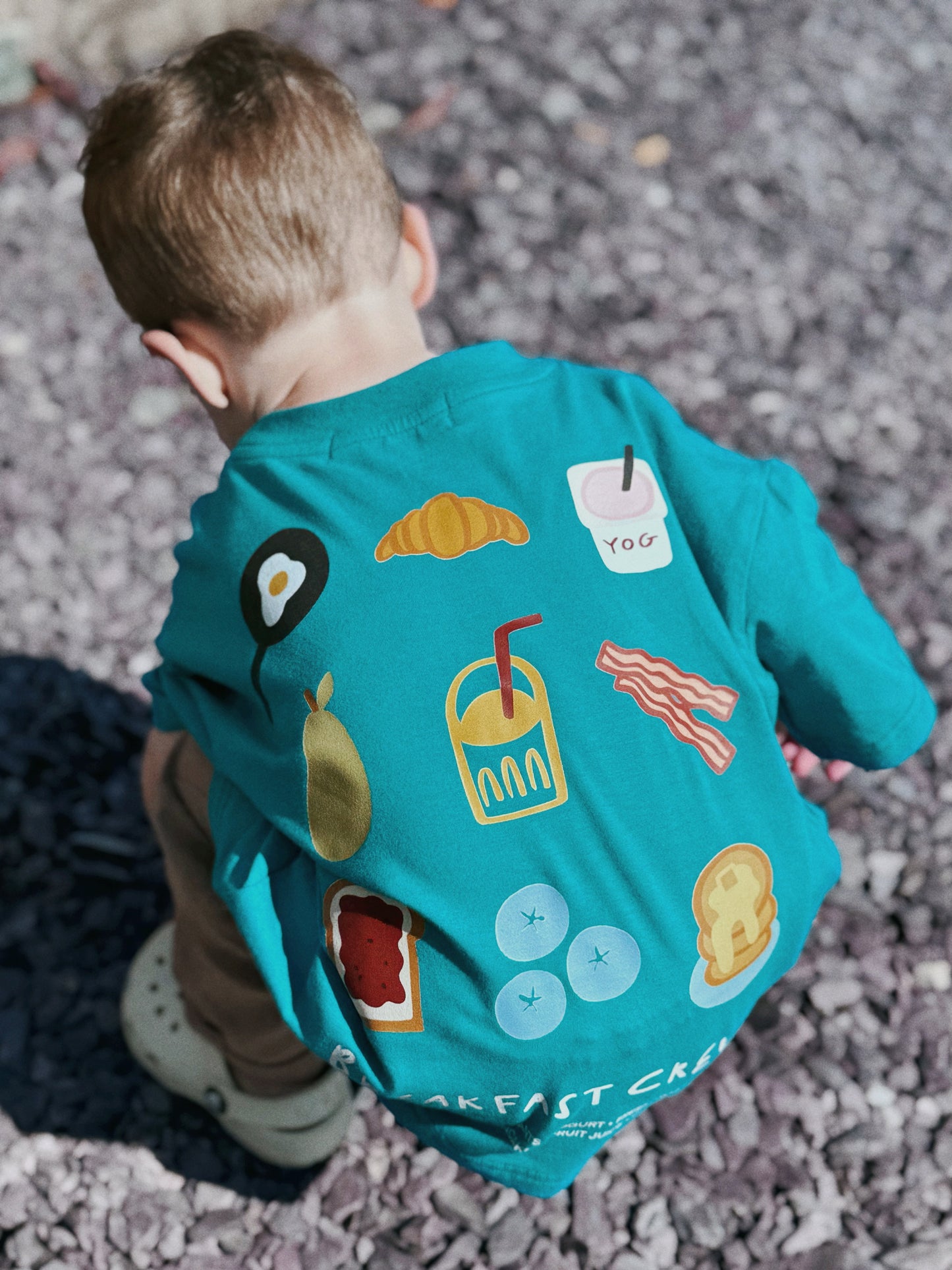 Blue Oversized Children's Graphic T-shirt | Breakfast Crew