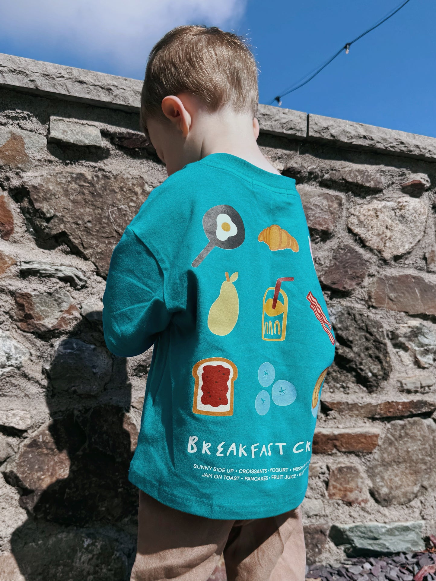 Blue Oversized Children's Graphic T-shirt | Breakfast Crew