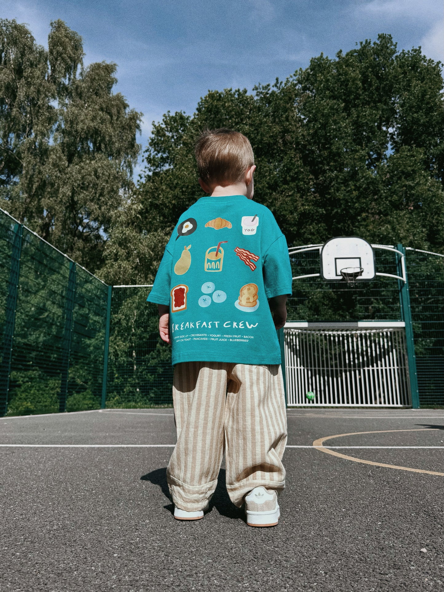 Blue Oversized Children's Graphic T-shirt | Breakfast Crew