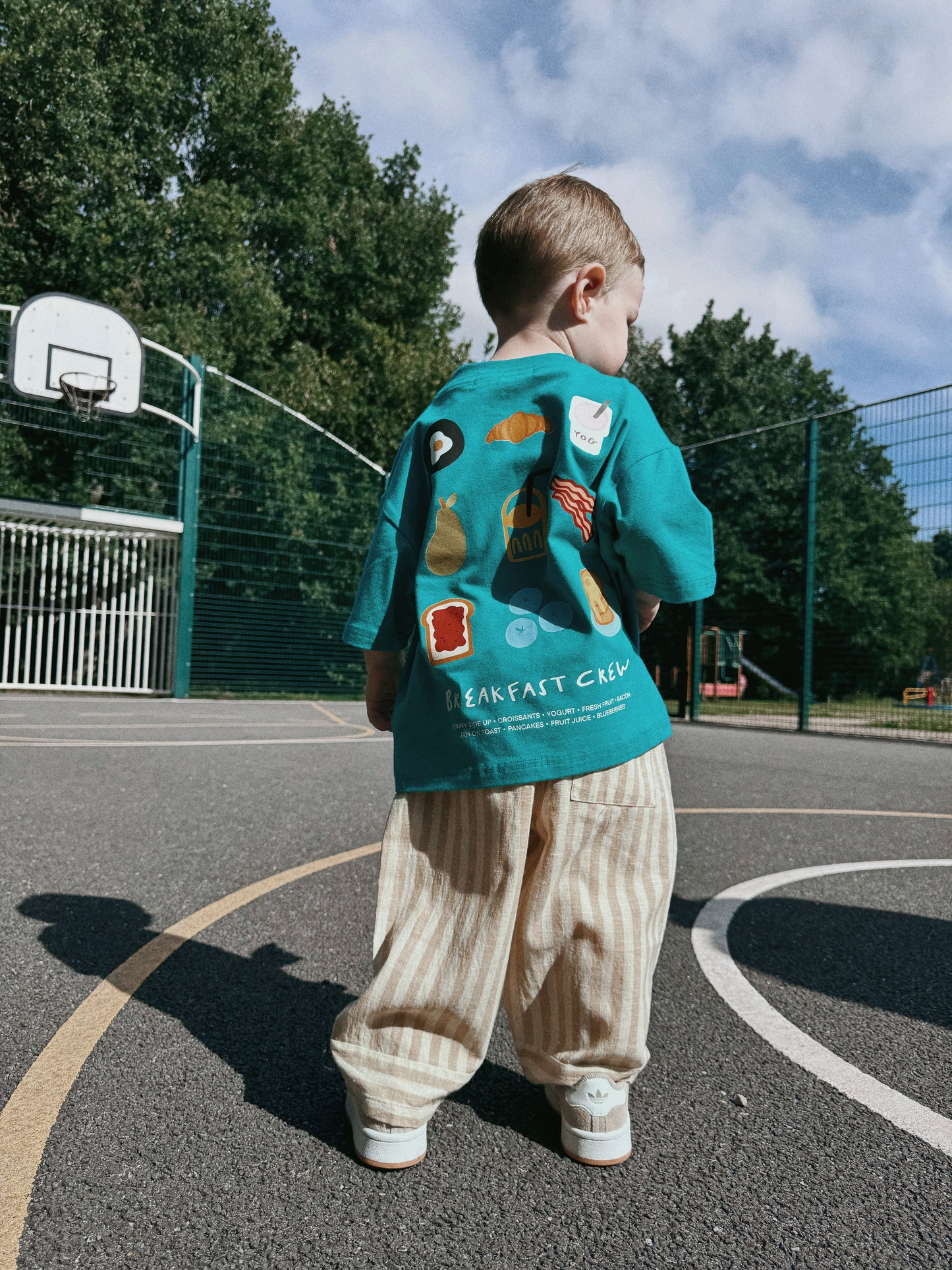 Blue Oversized Children's Graphic T-shirt | Breakfast Crew