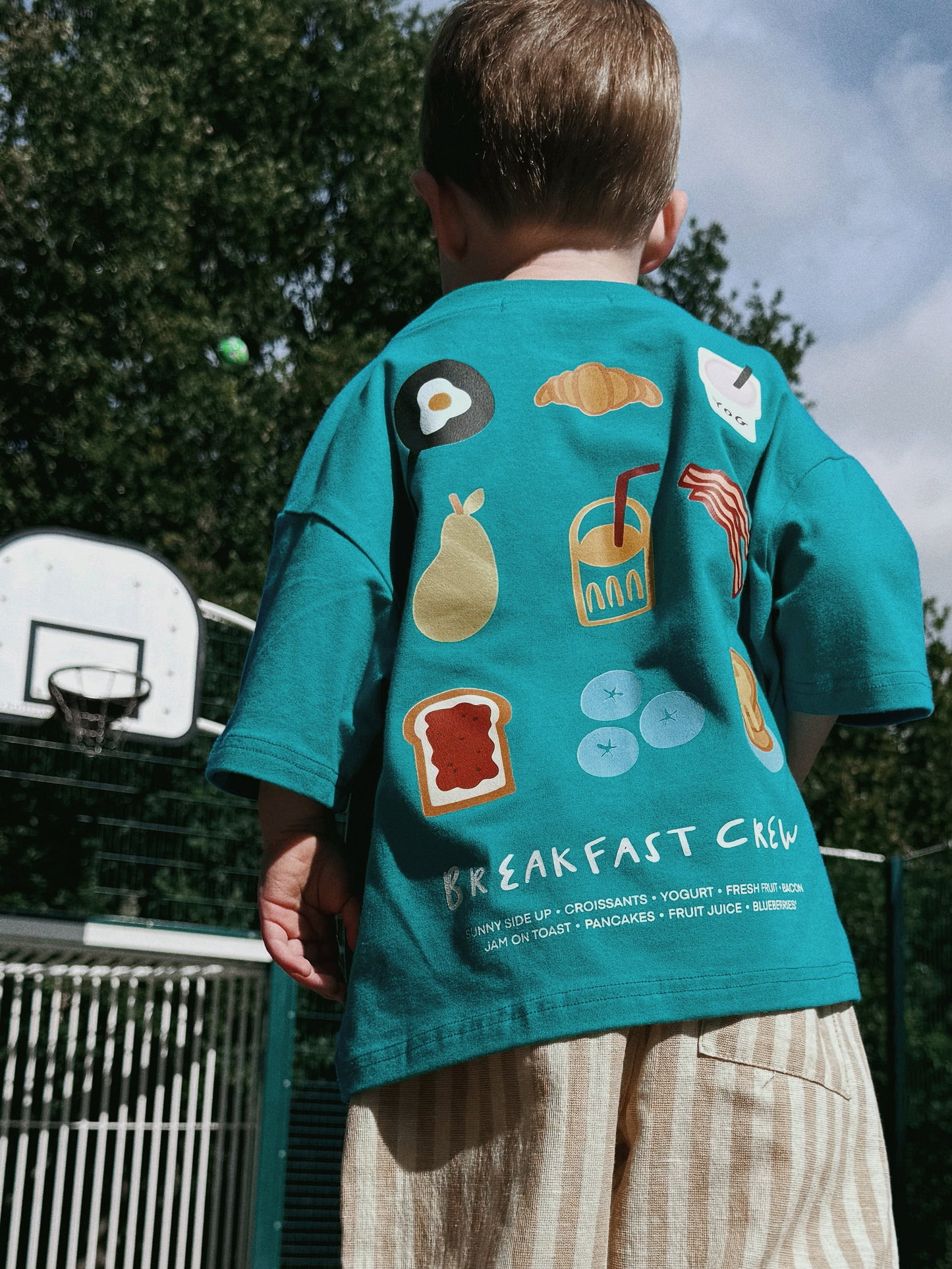 Blue Oversized Children's Graphic T-shirt | Breakfast Crew