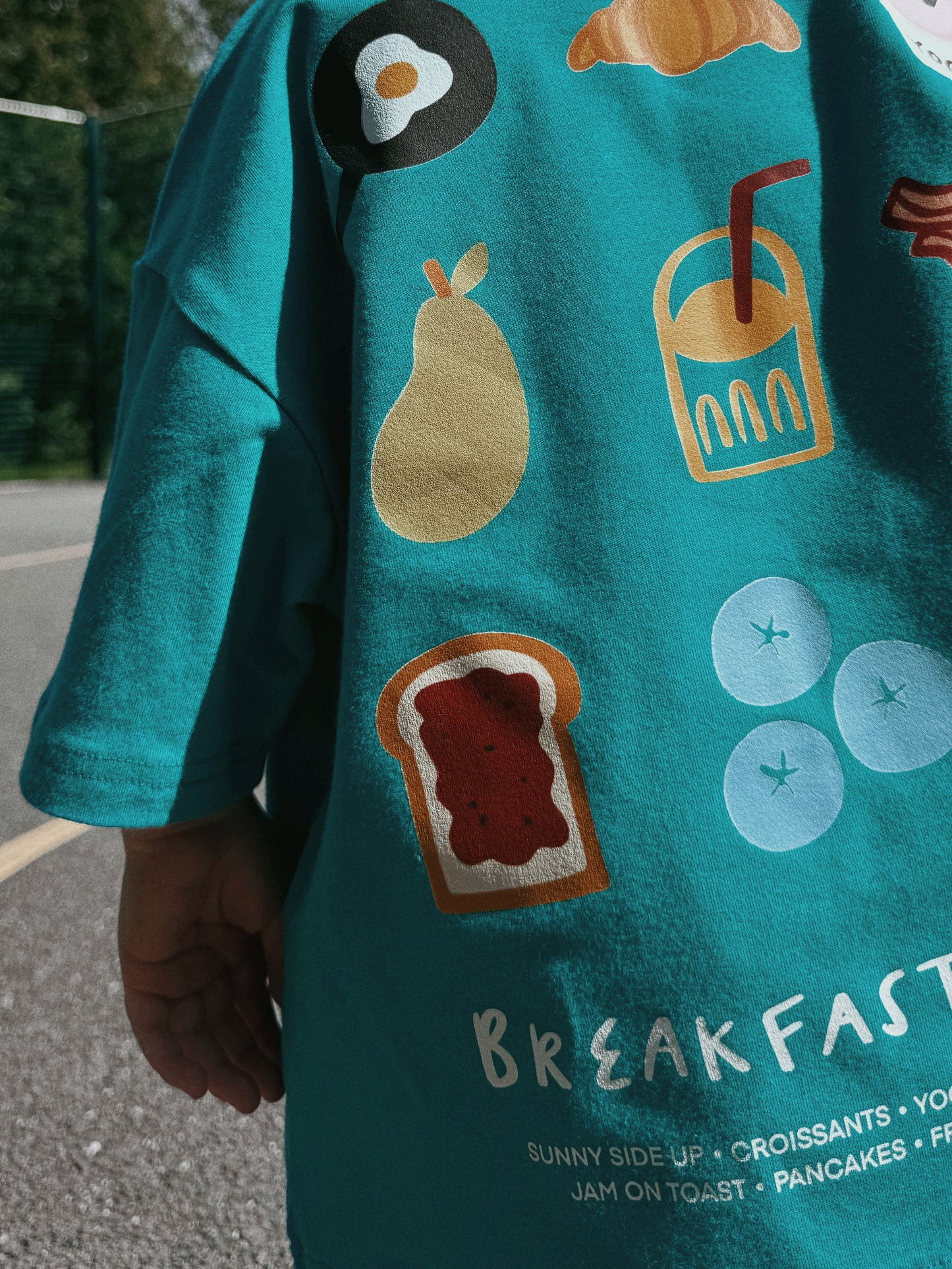 Blue Oversized Children's Graphic T-shirt | Breakfast Crew