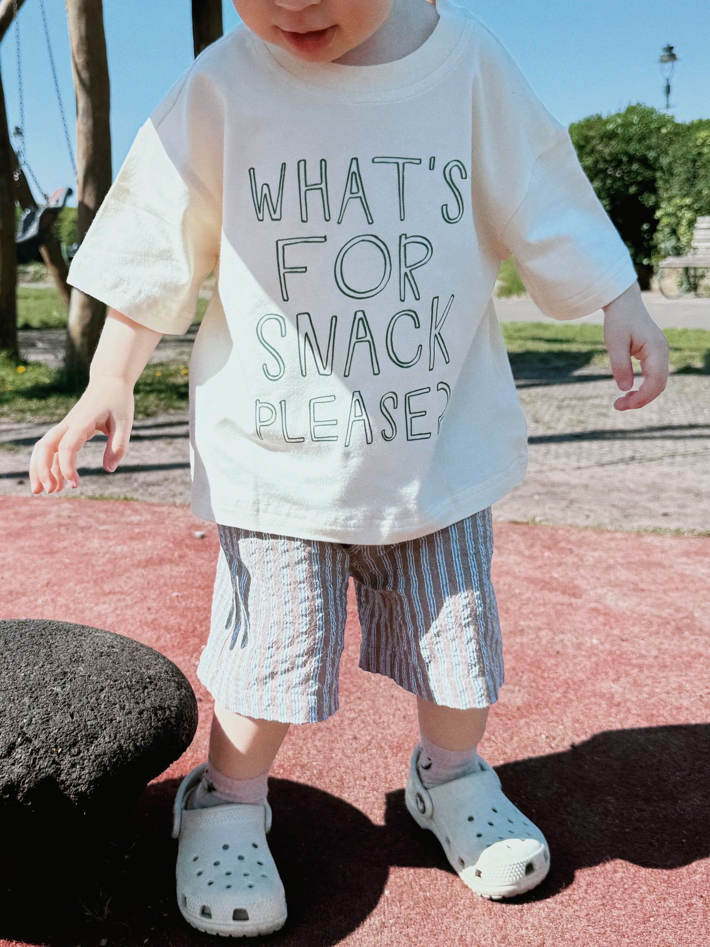 Oversized Children's Graphic T-shirt | What's For Snack Please?