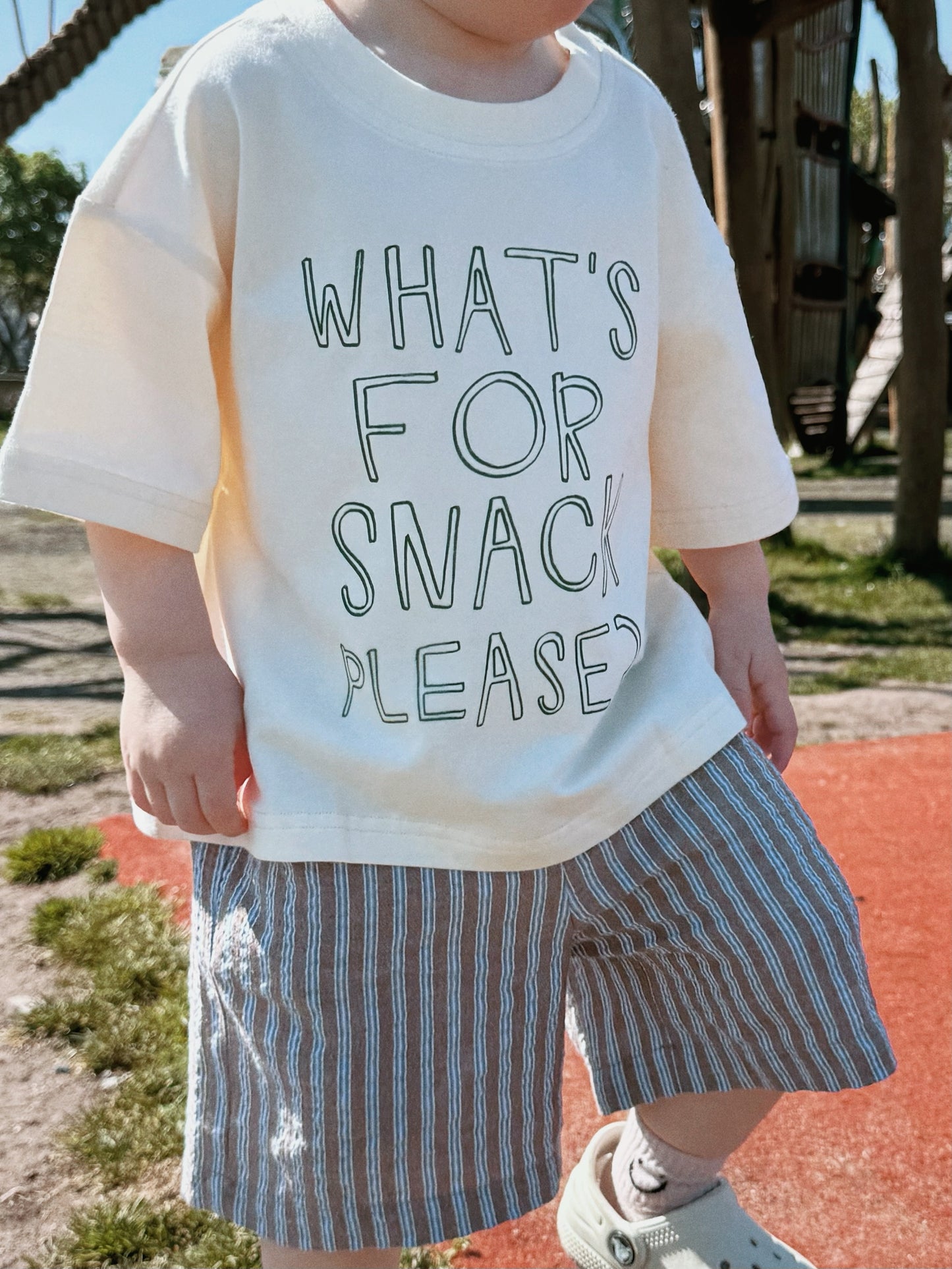 Oversized Children's Graphic T-shirt | What's For Snack Please?