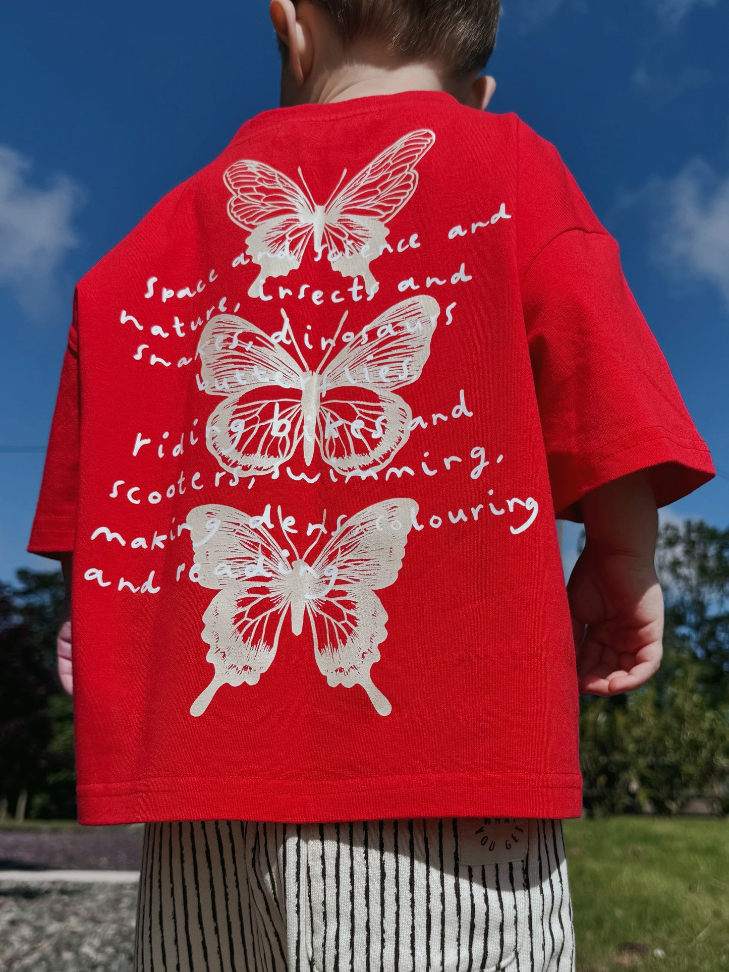 Red Oversized Children's Graphic T-shirt | Time Flies