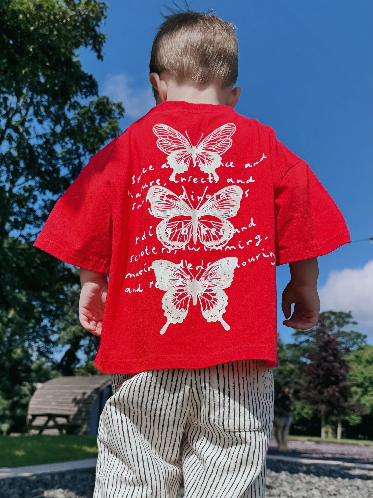 Red Oversized Children's Graphic T-shirt | Time Flies