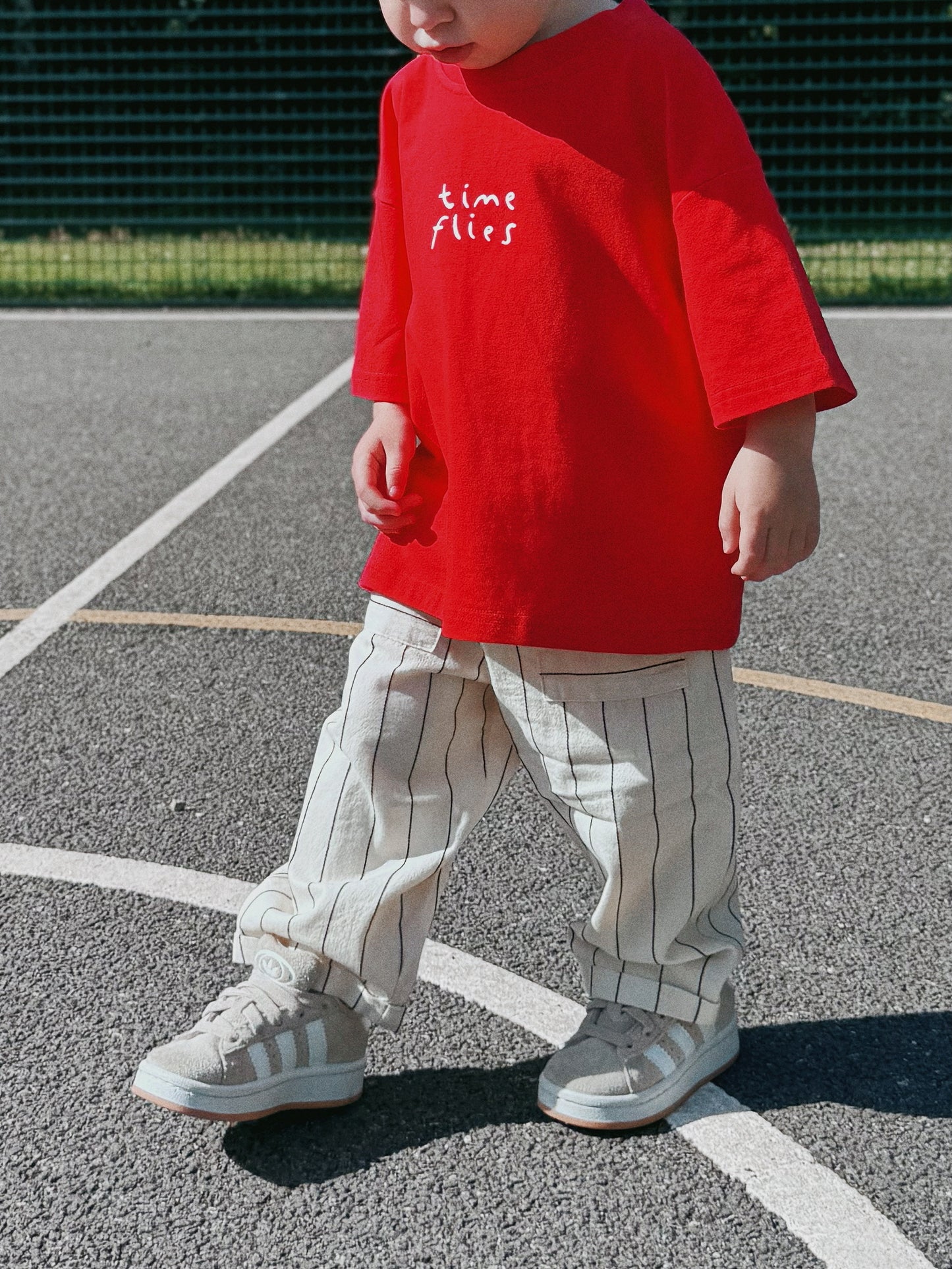 Red Oversized Children's Graphic T-shirt | Time Flies