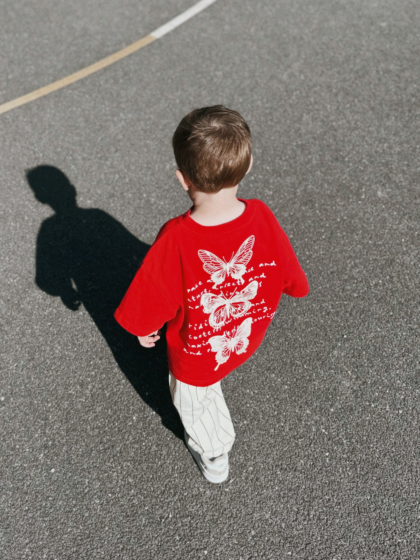 Red Oversized Children's Graphic T-shirt | Time Flies