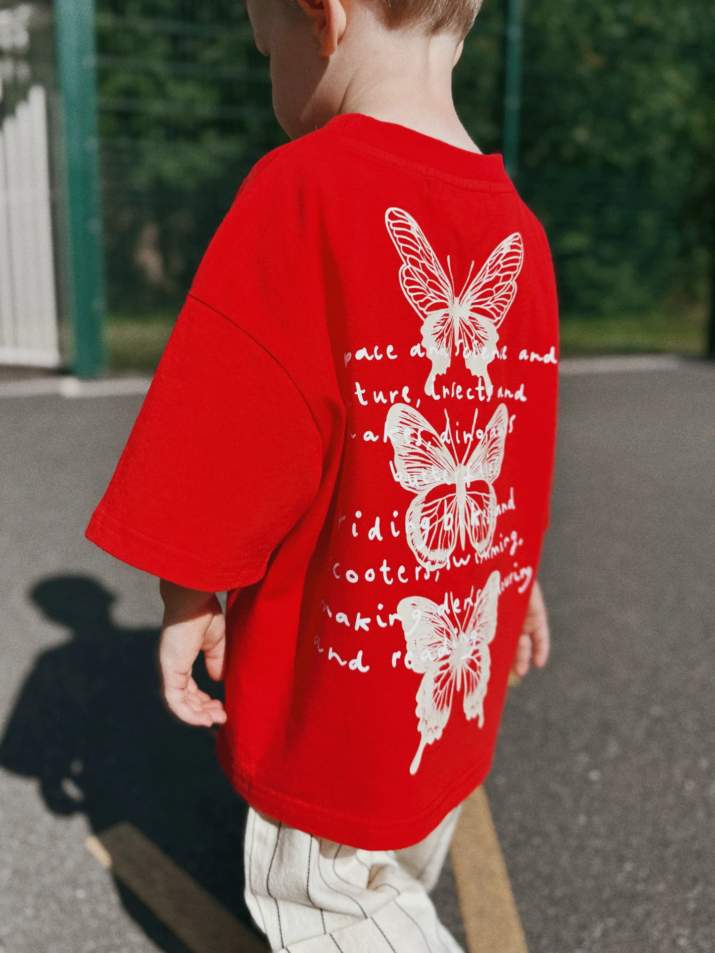 Red Oversized Children's Graphic T-shirt | Time Flies