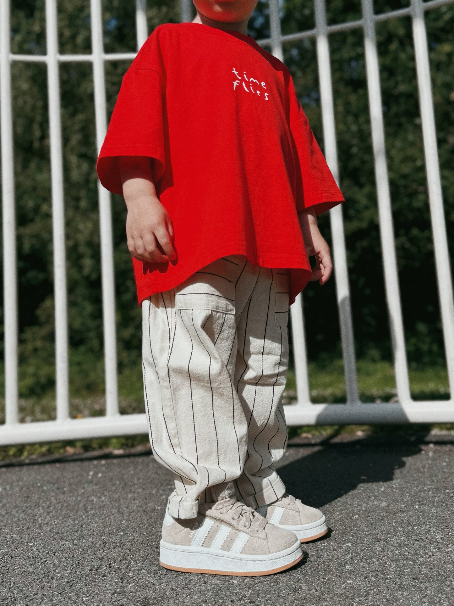 Red Oversized Children's Graphic T-shirt | Time Flies
