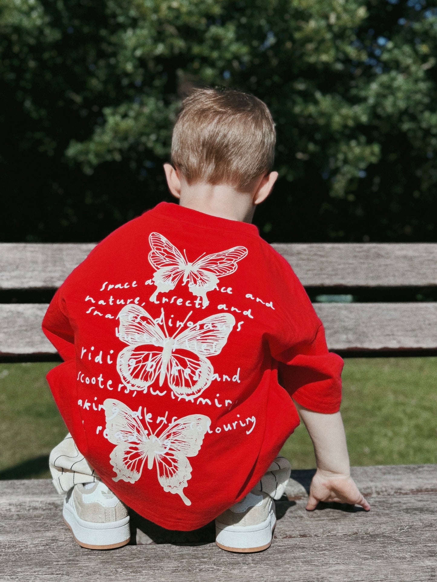 Red Oversized Children's Graphic T-shirt | Time Flies