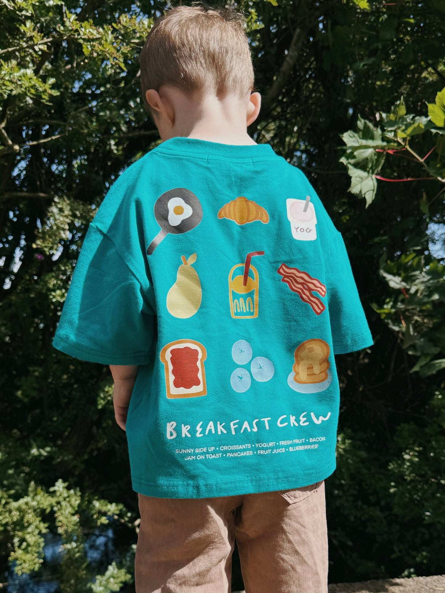 Blue Oversized Children's Graphic T-shirt | Breakfast Crew