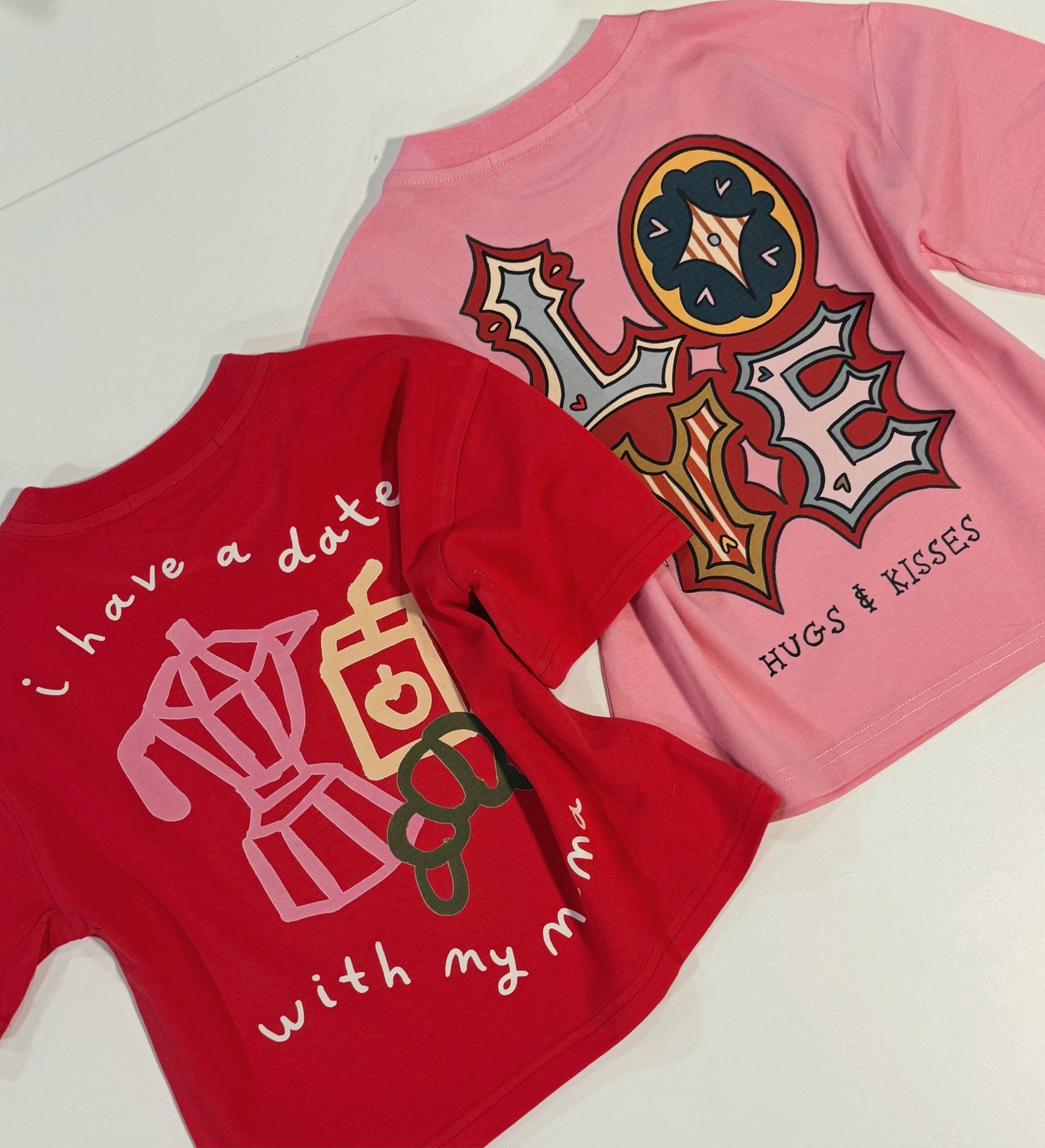 I Have A Date With Mama | Valentines Oversized Children's Graphic T-shirt