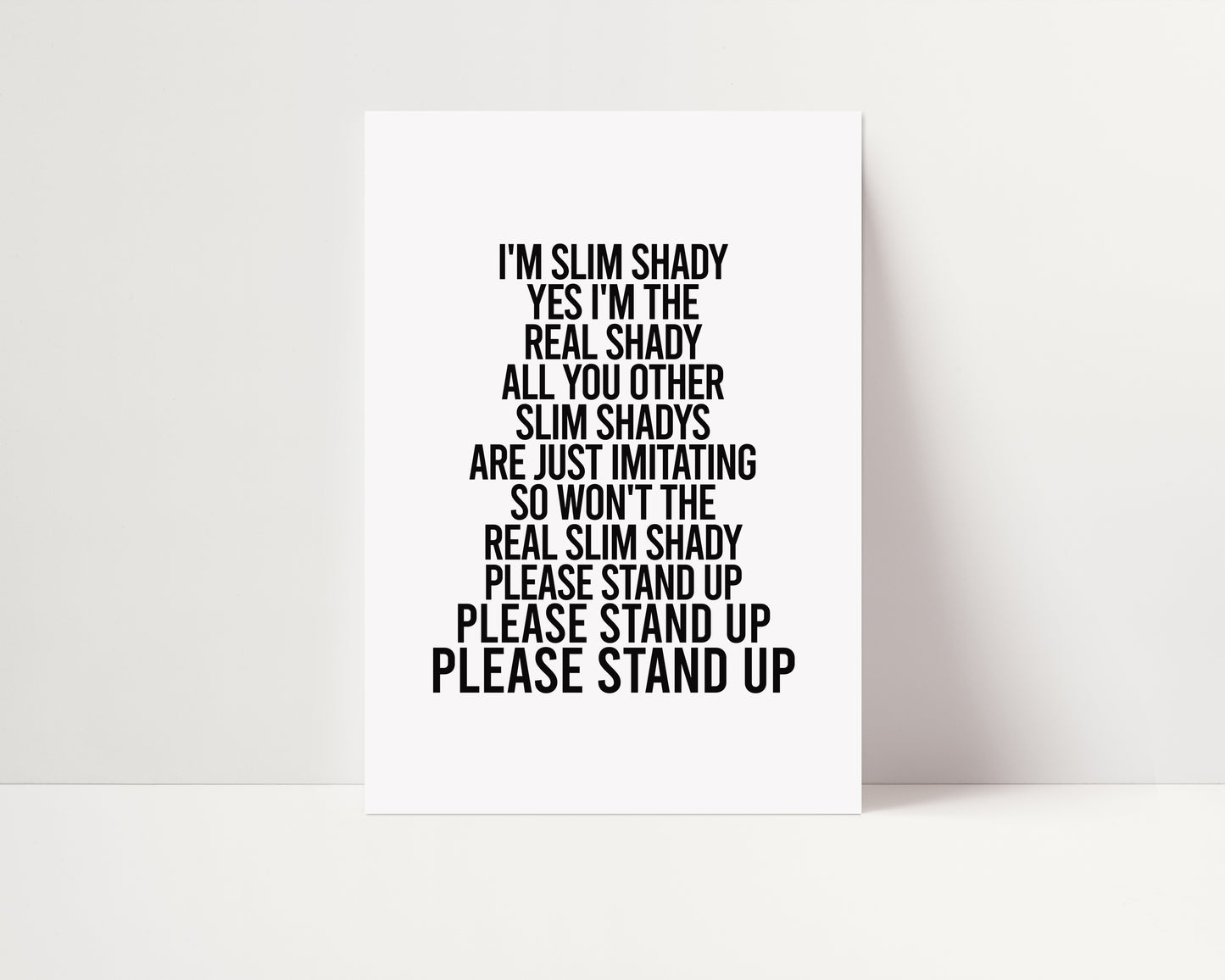 Eminem Lyrics Print | Slim Shady Lyrics Poster | UNFRAMED