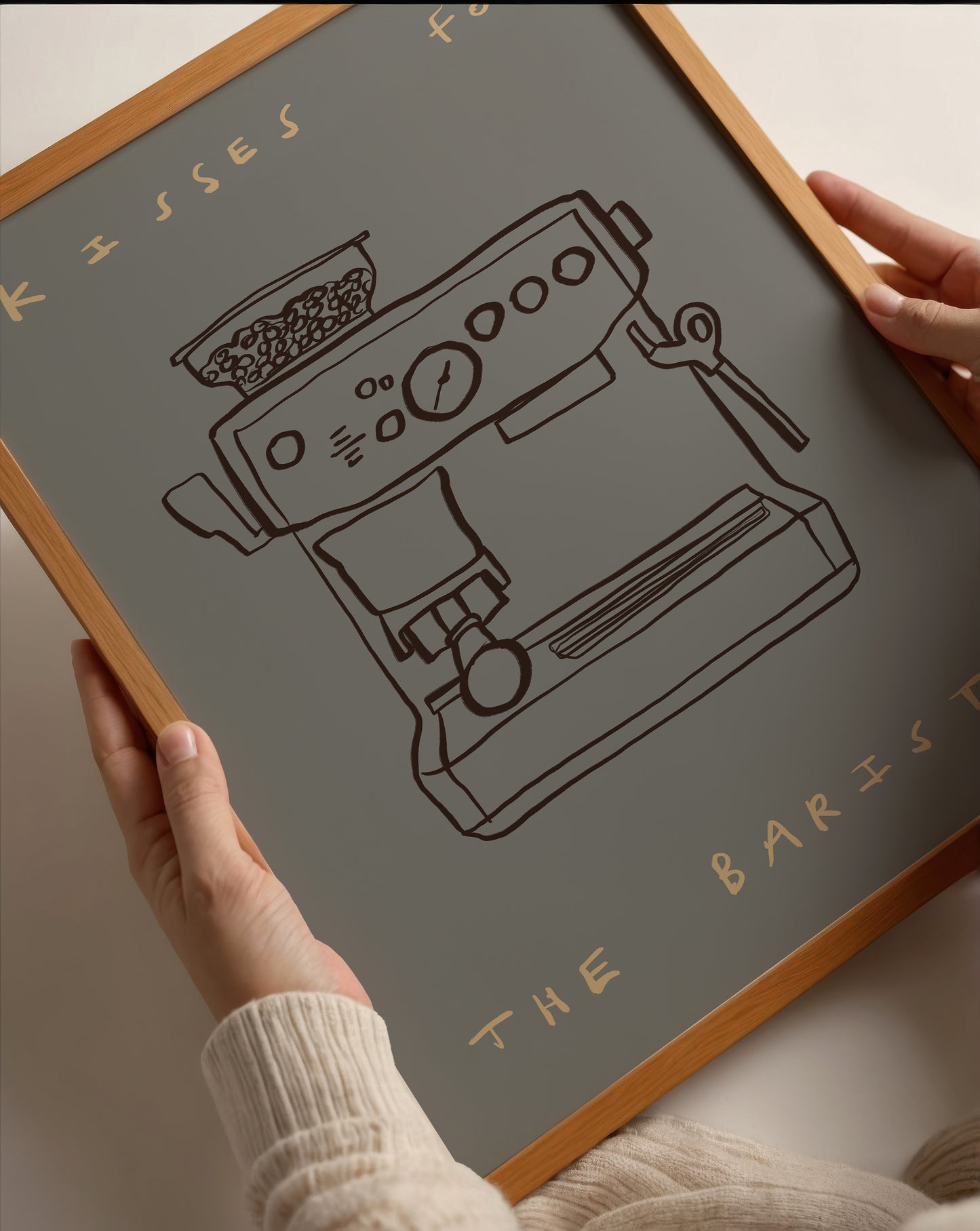 Kisses For Barista | Coffee Print | UNFRAMED