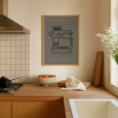 Kisses For Barista | Coffee Print | UNFRAMED
