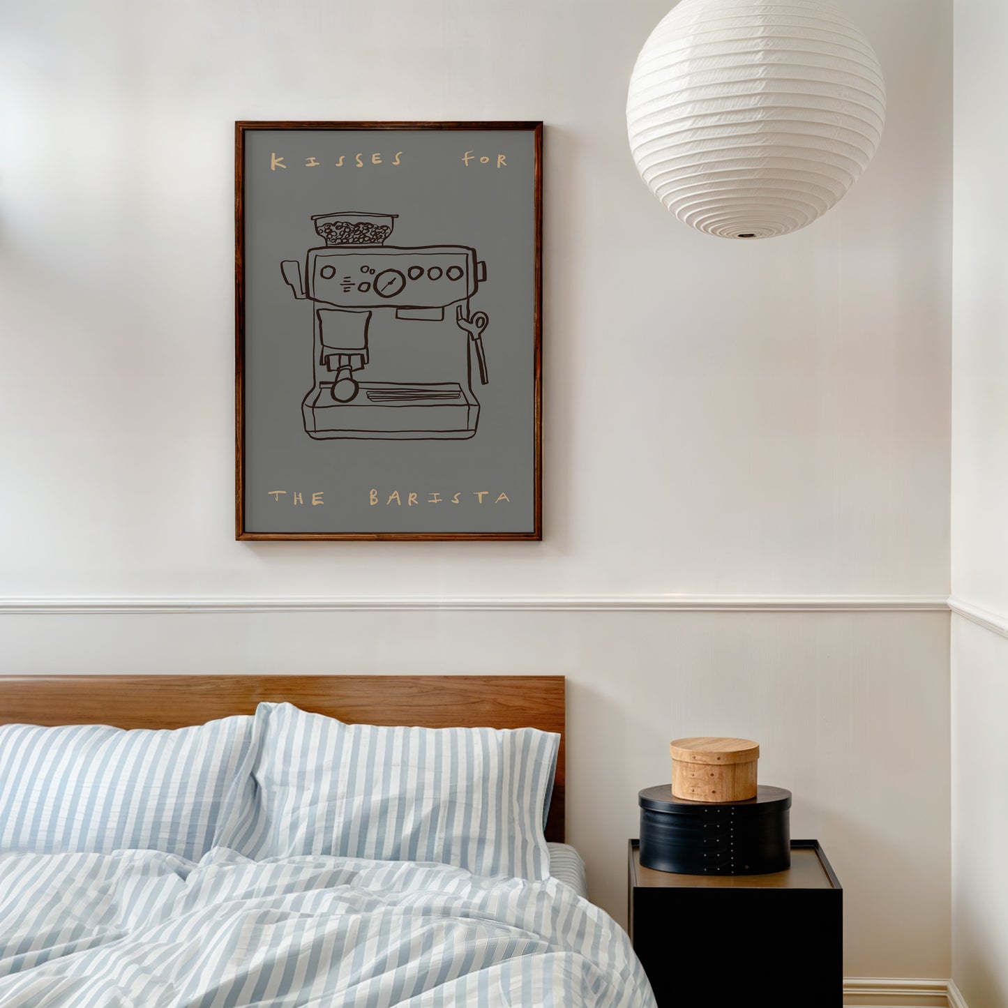 Kisses For Barista | Coffee Print | UNFRAMED