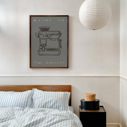 Kisses For Barista | Coffee Print | UNFRAMED
