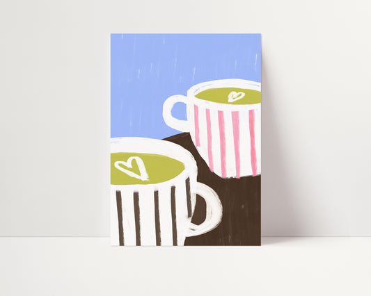 Matcha Mugs | Matcha Coffee Print | UNFRAMED