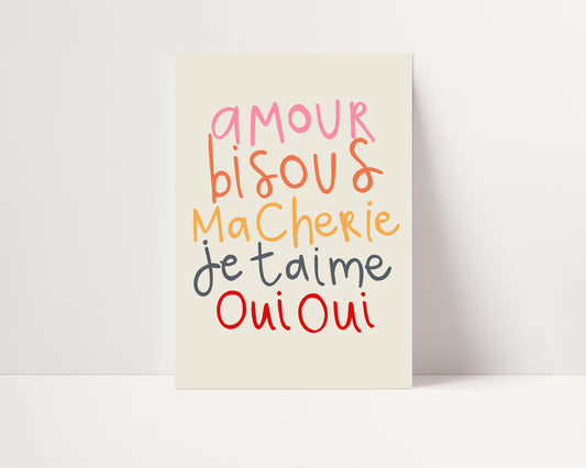 French Phrases | Typography Poster | UNFRAMED