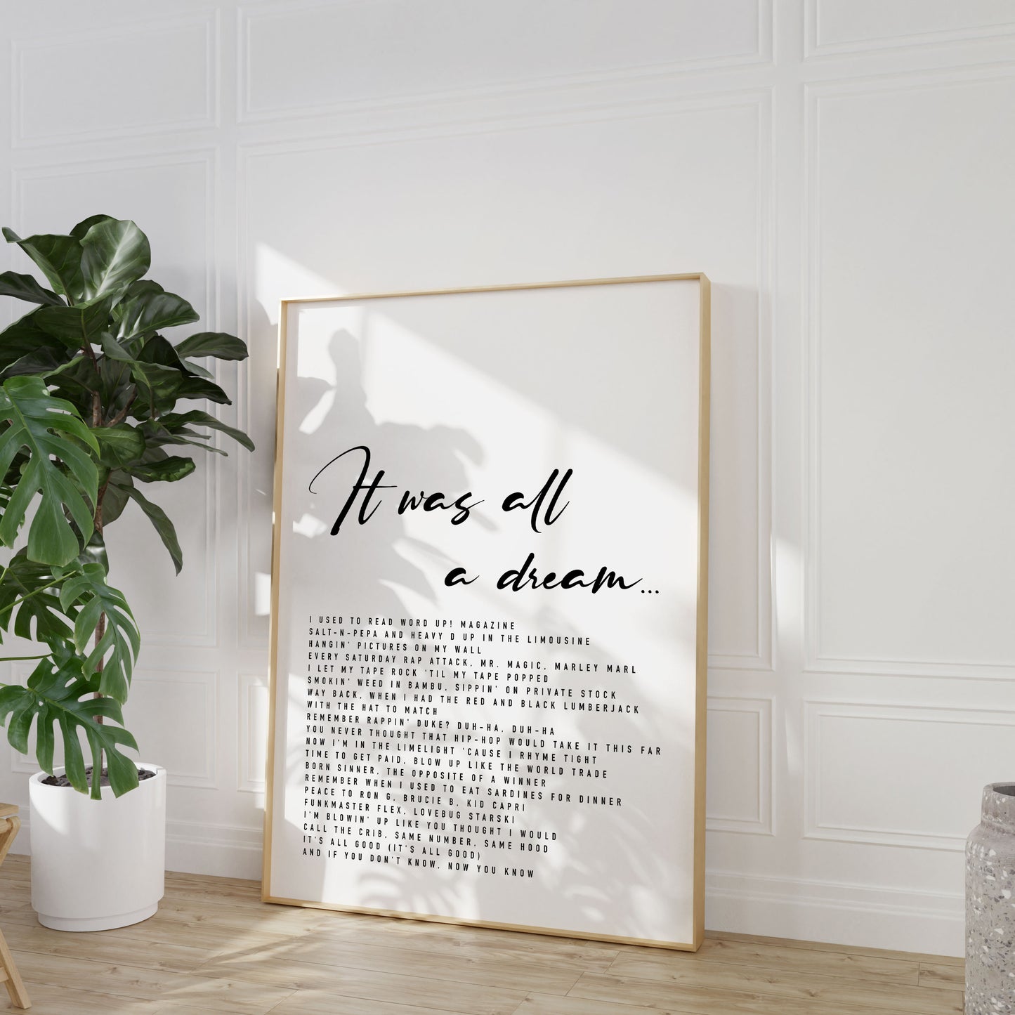 It Was All a Dream Print | Biggie Smalls Lyrics Print | UNFRAMED