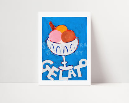 Gelato Bowl | Hand Painted Print | UNFRAMED
