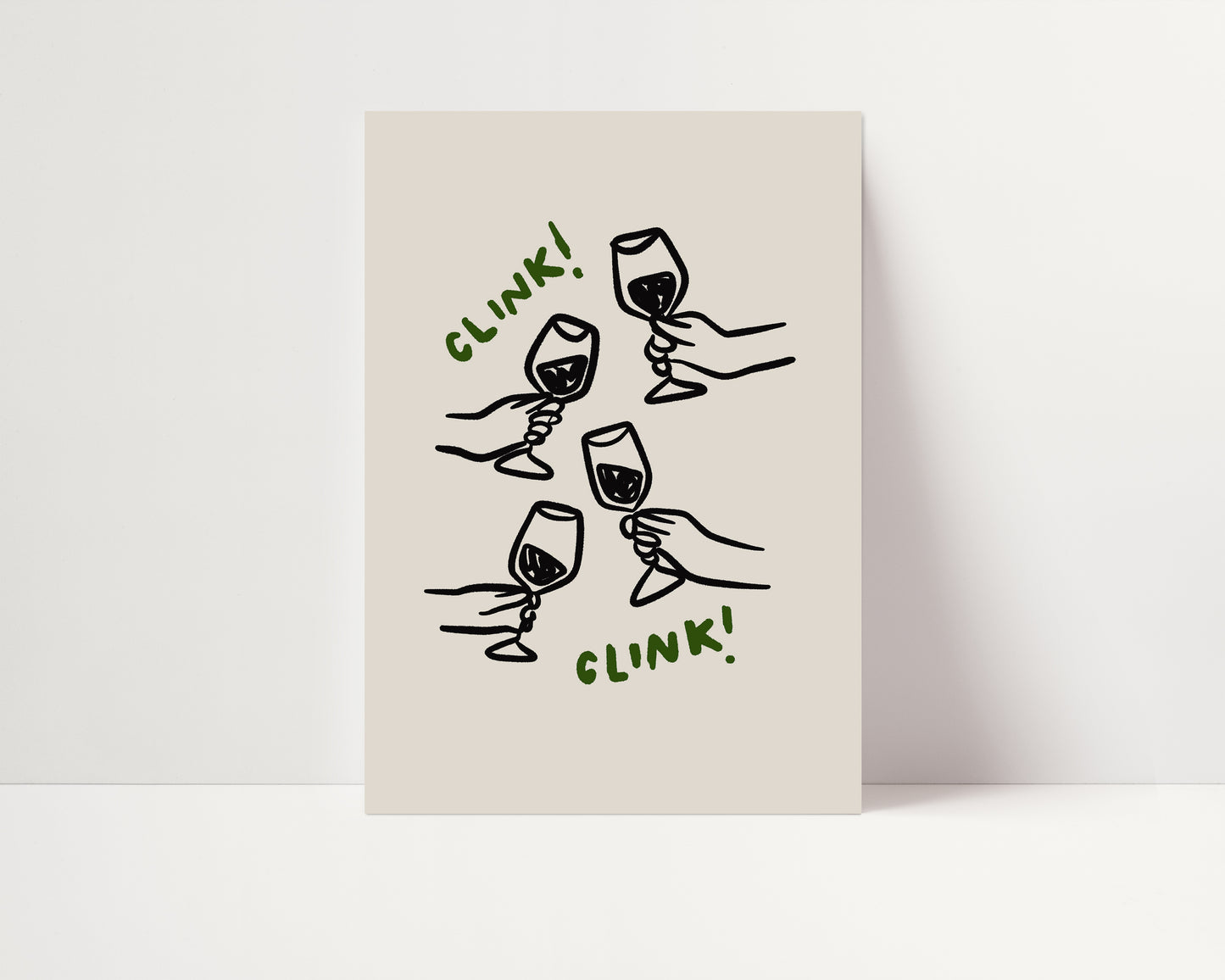 Clink Clink Print | Ink Bleed Style | Green | UNFRAMED