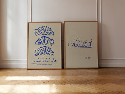 Bon Appetit | Croissant | Set of 2 Prints | UNFRAMED