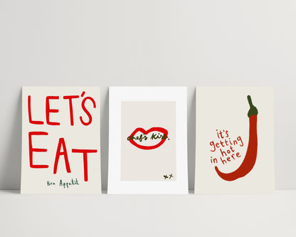 Chef's Kiss Set | Set of 3 | UNFRAMED