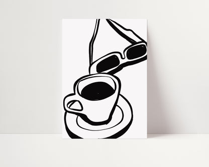 Coffee and Sunglasses | Coffee Print | UNFRAMED