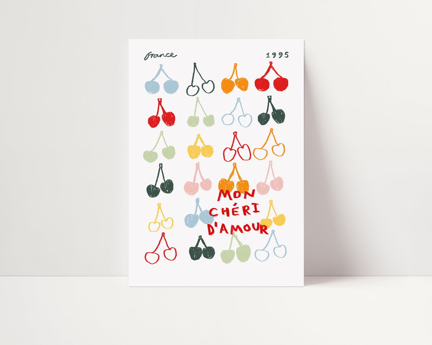 Mon Chéri D'Amour | French Cherries Poster | UNFRAMED